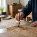 Behandling af træmøbel med beskyttelsesmiddel for at bevare træets kvalitet og glans