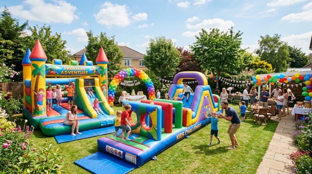 Wide angle professional stock photo of parents and children