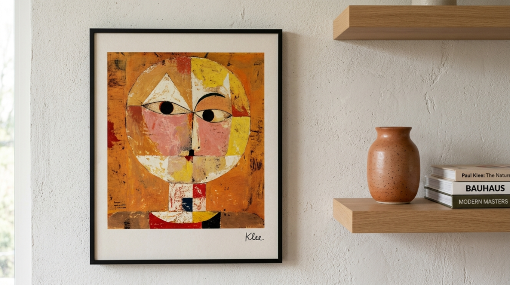 Close-up detail shot of a Paul Klee abstract artwork print m