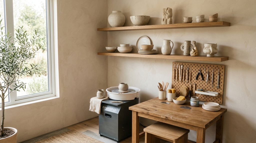 Interior design photograph of a dedicated ceramic corner in