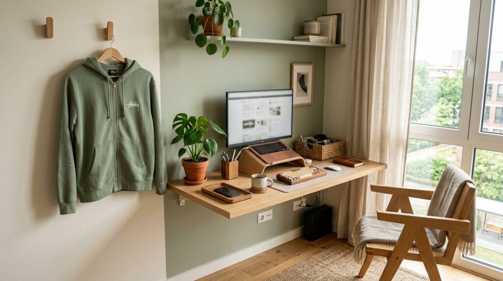 Contemporary home office corner in a modern apartment featur