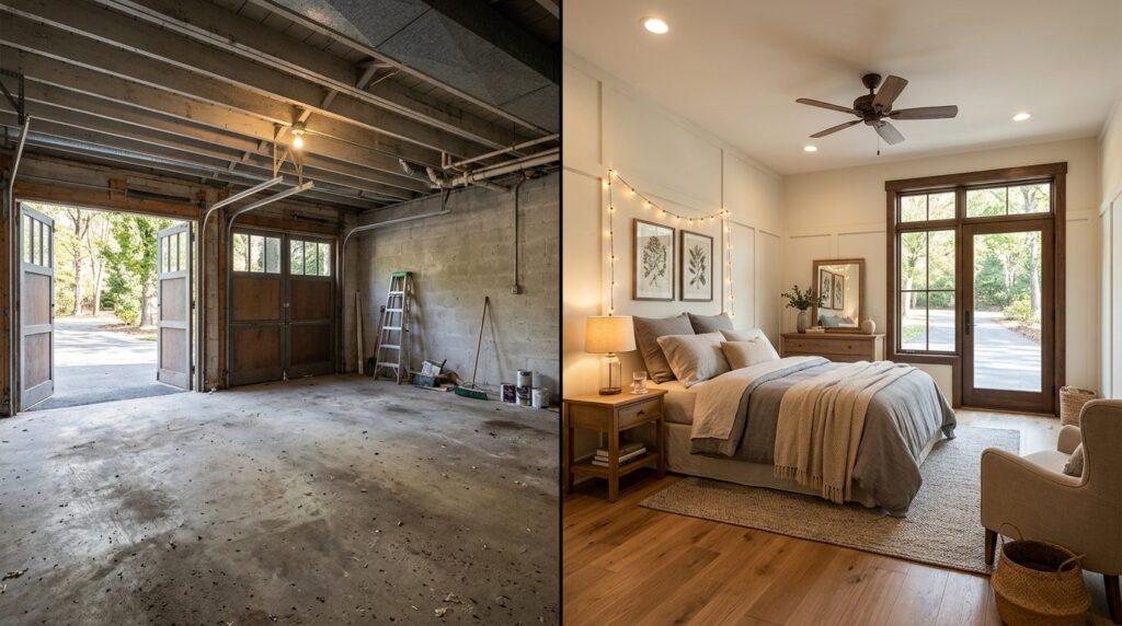 Realistic before-and-after style photograph showing an empty